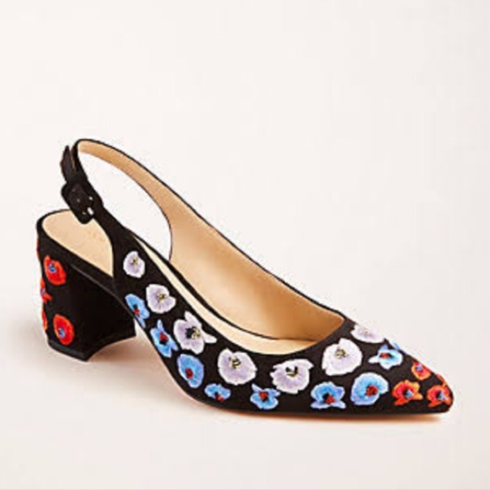 Embroidered Block Heels
